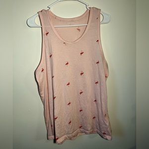 Old Navy Pink Flamingo Print Sleeveless Tank Top Men’s Size S